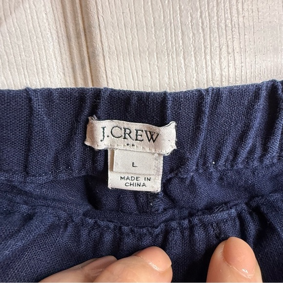 J. Crew Navy Blue Drawstring Shorts Linen Cotton Blend Size Large GUC - Picture 4 of 6